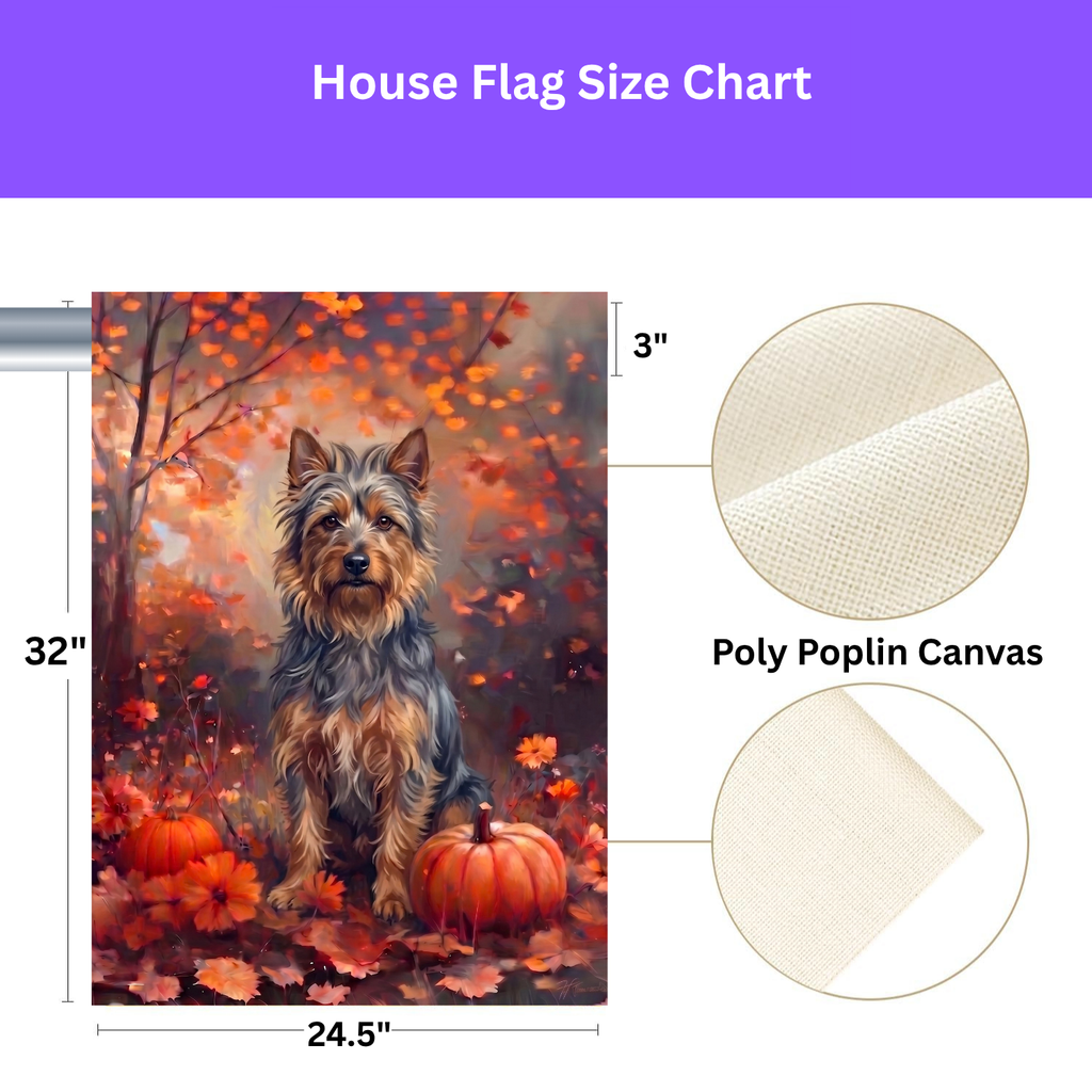 Fall Australian Terrier With Pumpkins Garden Flag