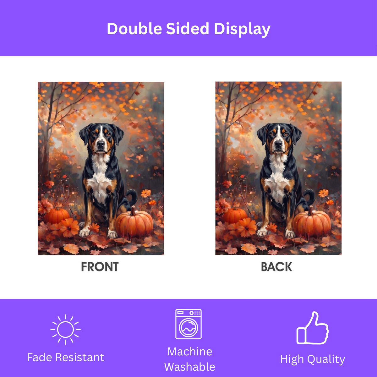 Fall Appenzeller Sennenhund With Pumpkins Autumn Garden Flag