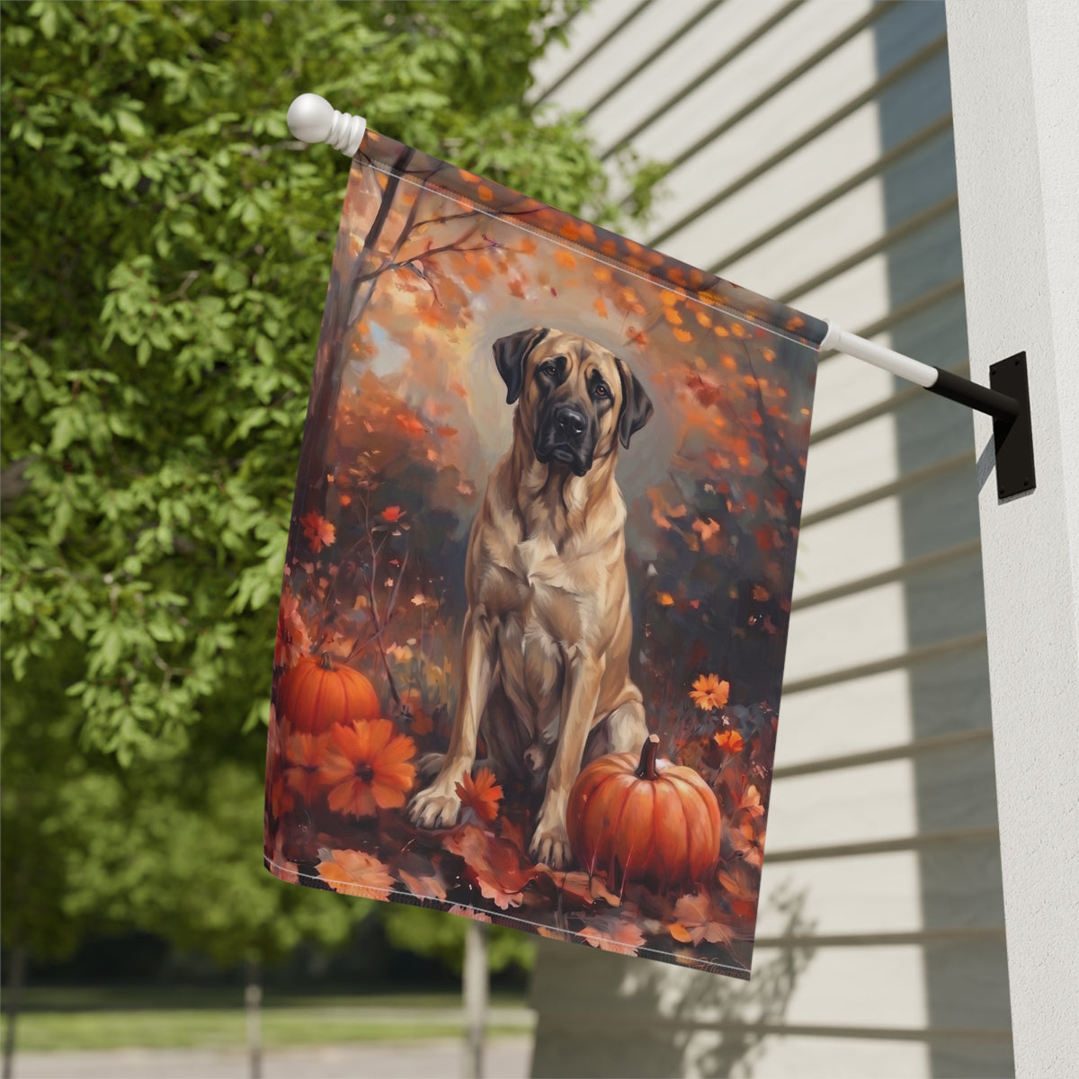 Fall Anatolian Shepherd Dog With Pumpkins Autumn Garden Flag