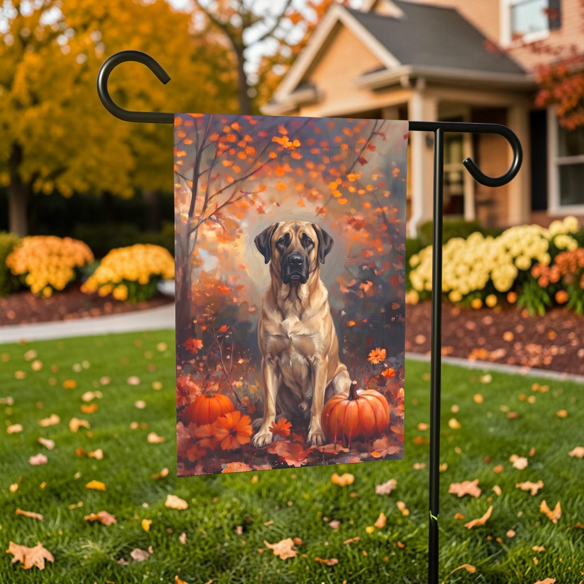 Fall Anatolian Shepherd Dog With Pumpkins Autumn Garden Flag