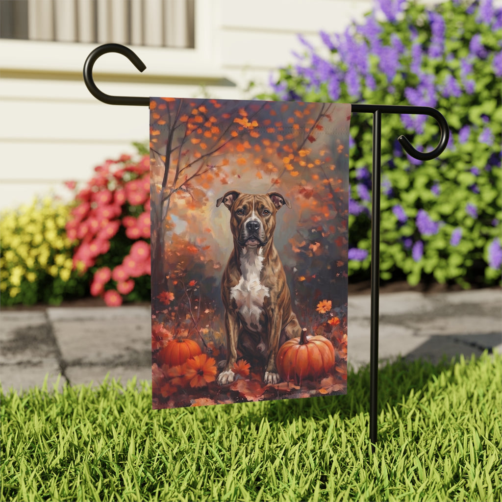 Fall American Staffordshire Terrier Autumn Garden Flag