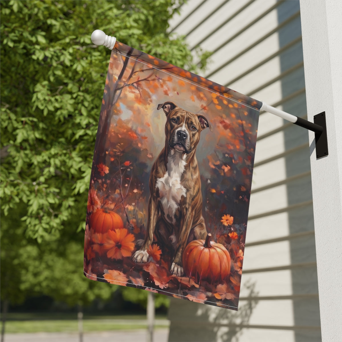 Fall American Staffordshire Terrier Autumn Garden Flag