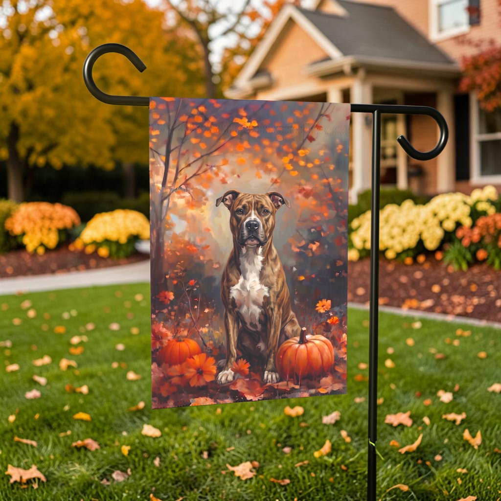 Fall American Staffordshire Terrier Autumn Garden Flag