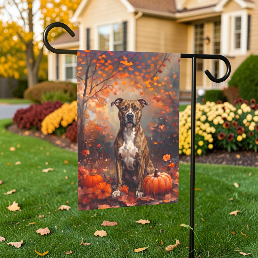 Fall American Staffordshire Terrier Autumn Garden Flag