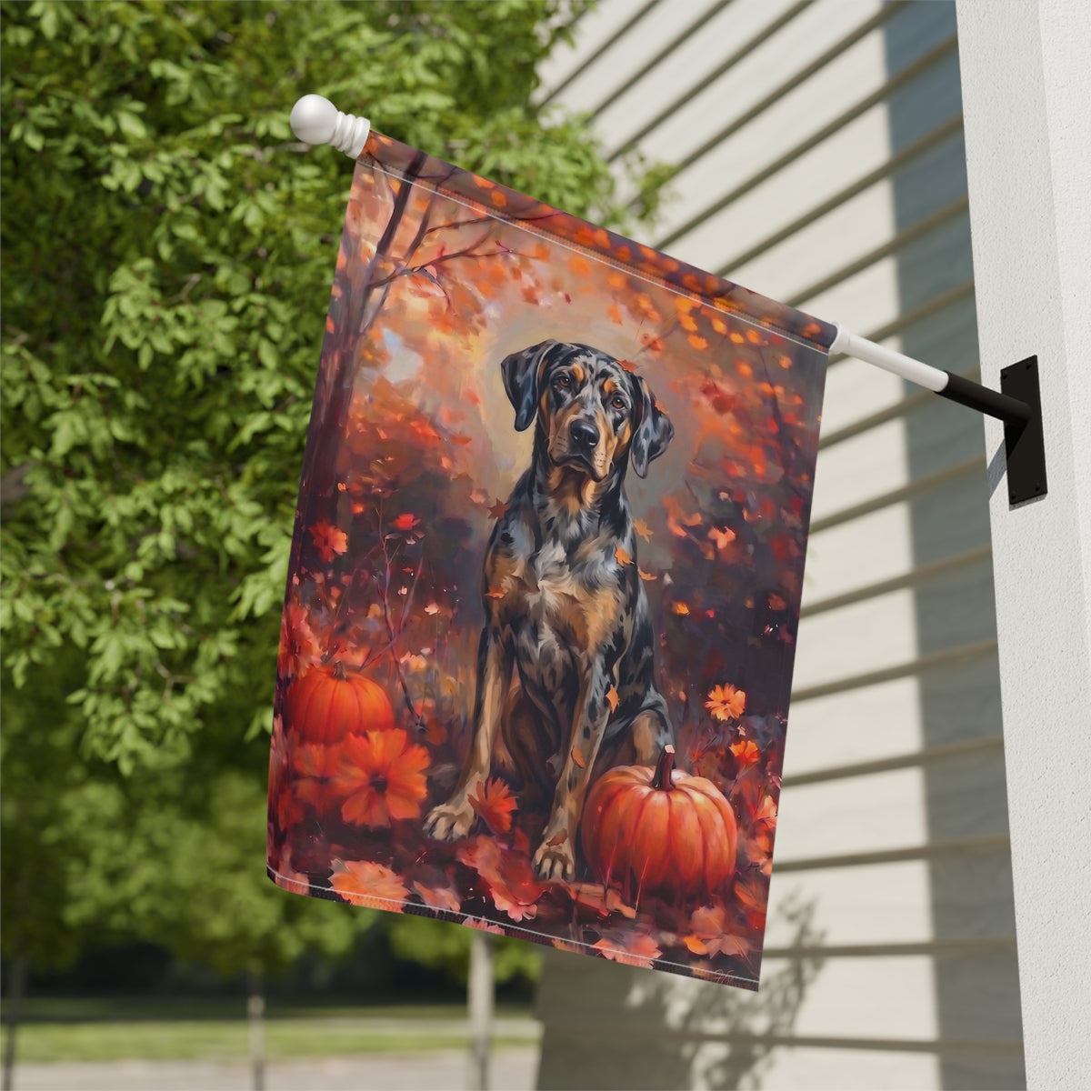Fall American Leopard Hound Autumn Garden Flag