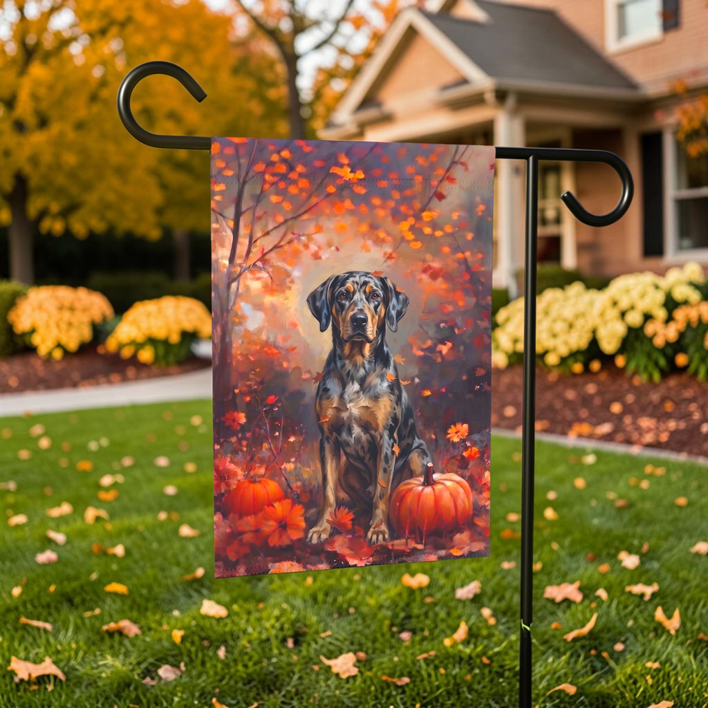 Fall American Leopard Hound Autumn Garden Flag