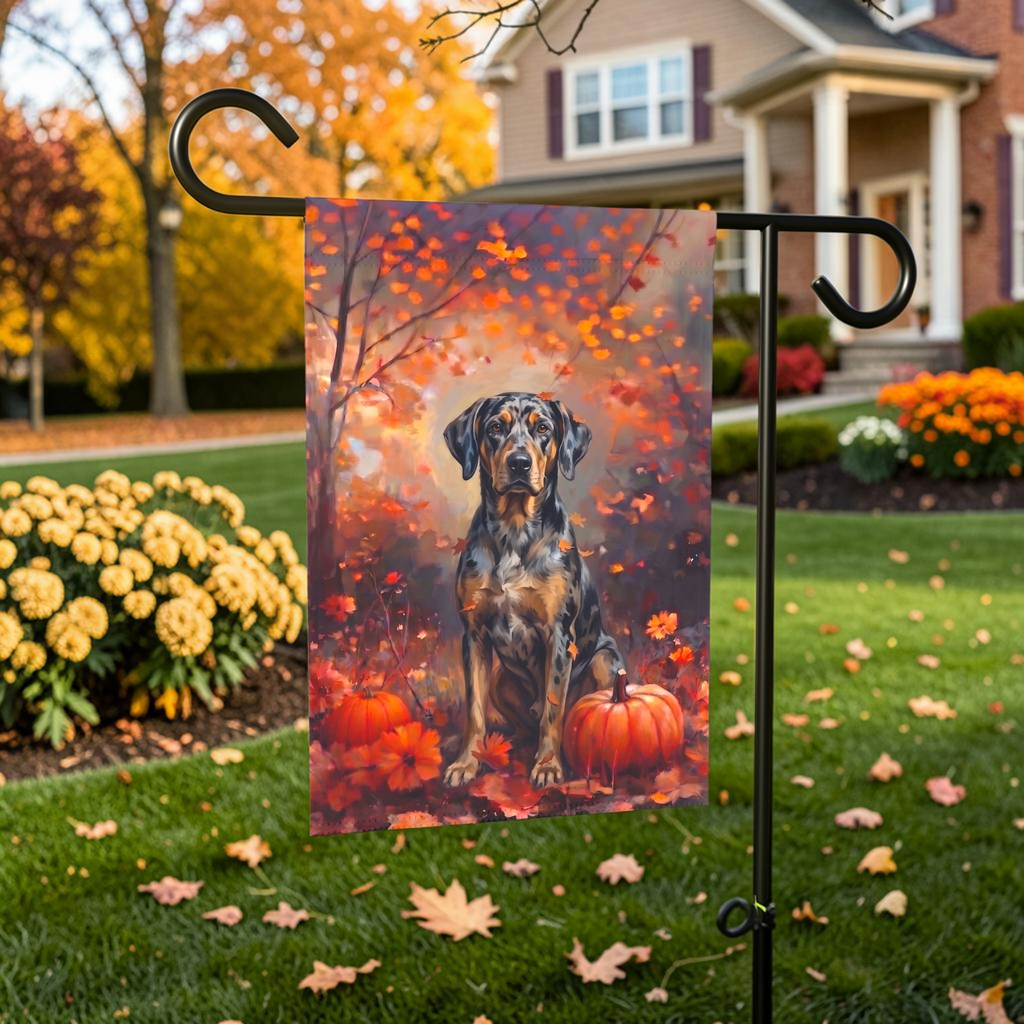 Fall American Leopard Hound Autumn Garden Flag