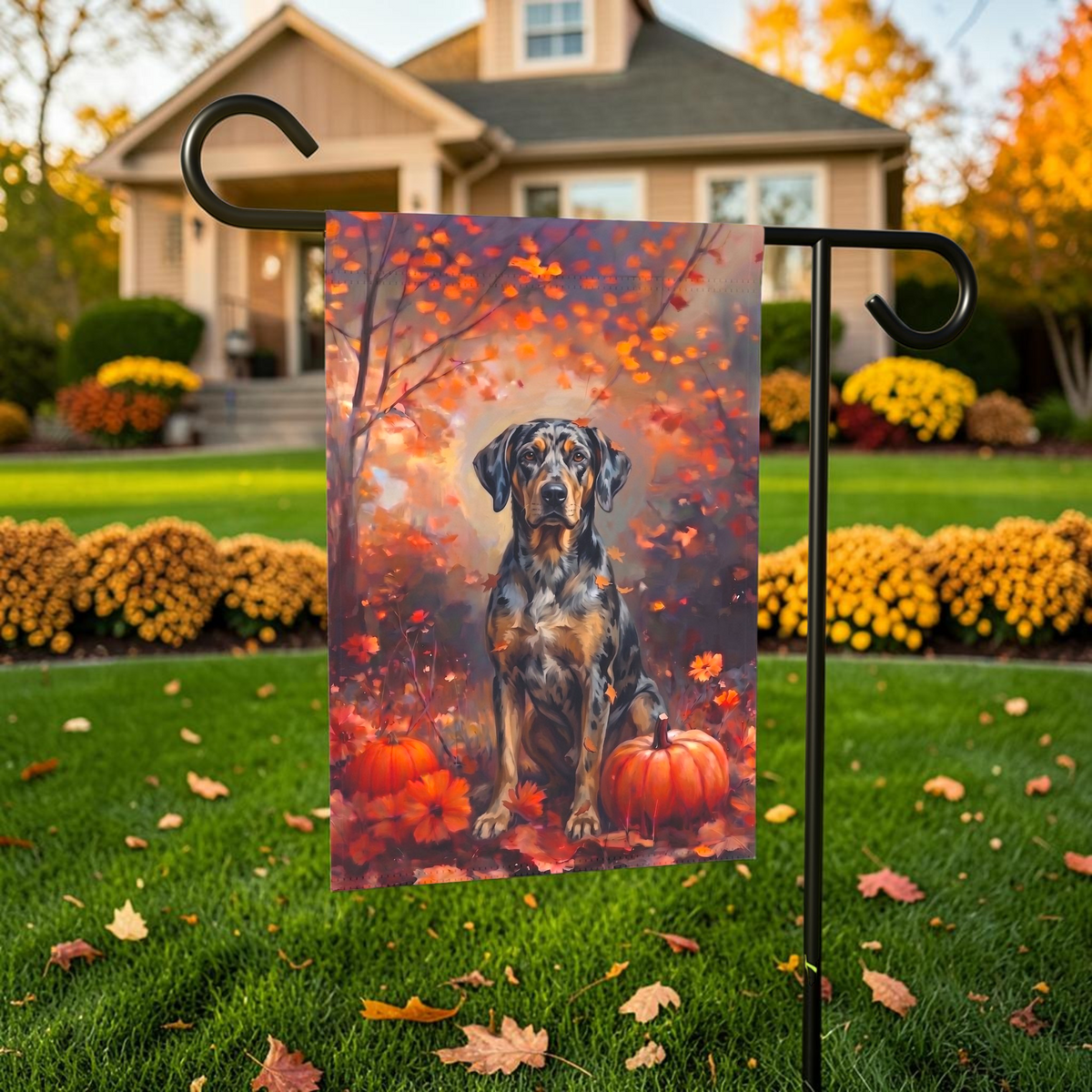 Fall American Leopard Hound Autumn Garden Flag