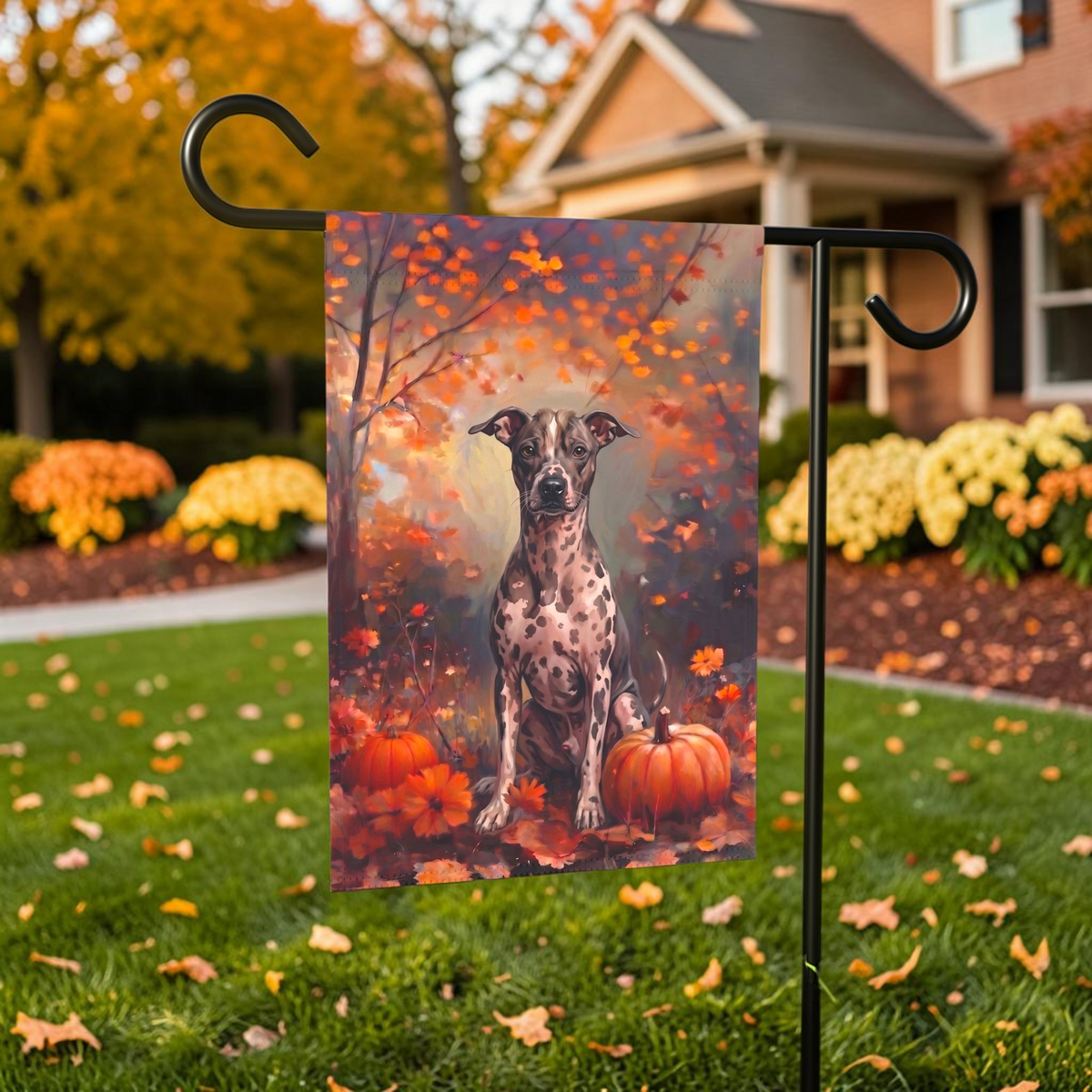 Fall American Hairless Terrier Autumn Garden Flag