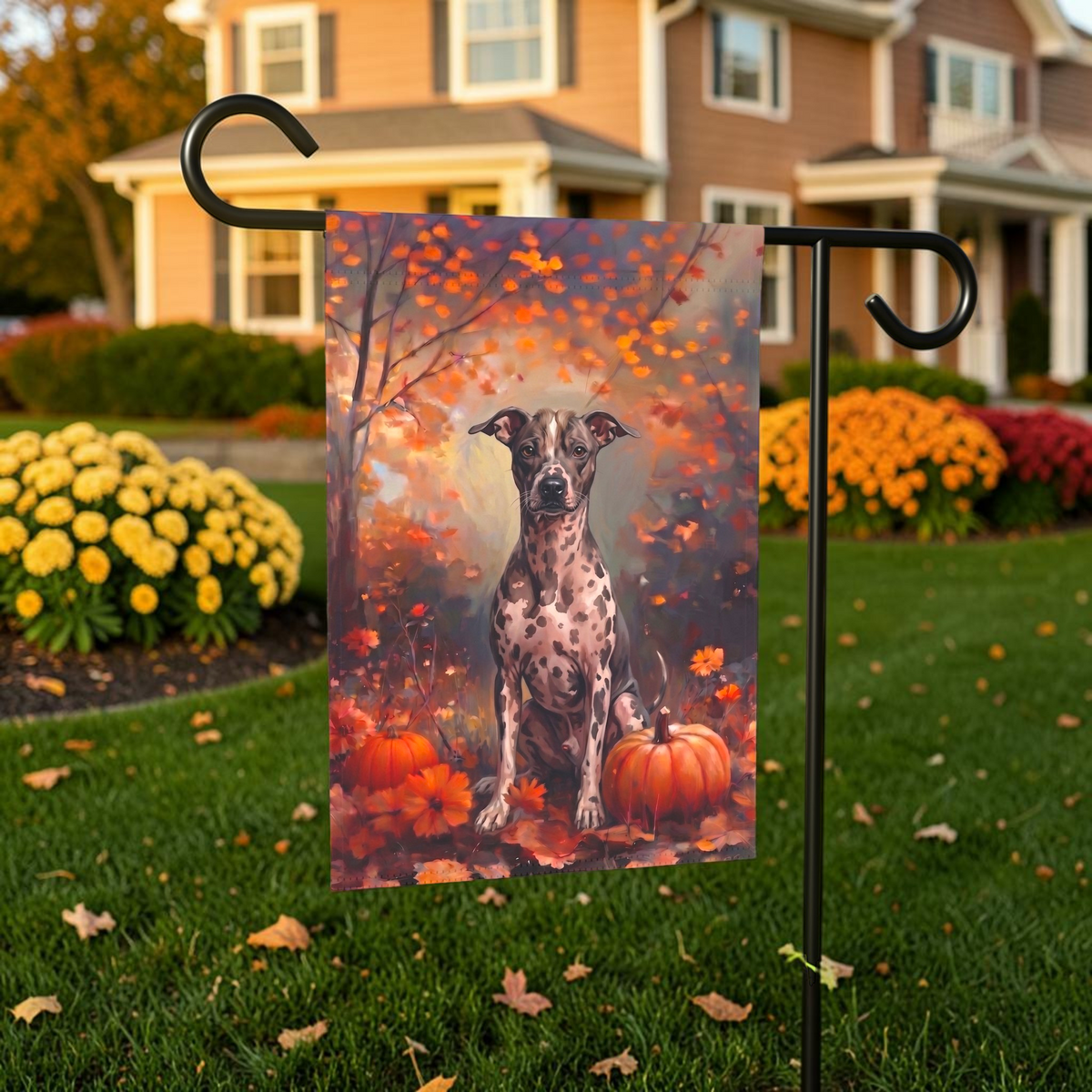 Fall American Hairless Terrier Autumn Garden Flag