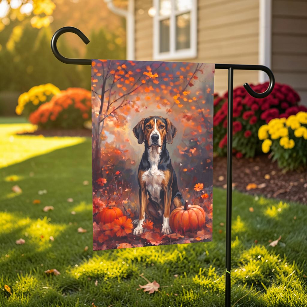 Fall American Foxhound Autumn Garden Flag