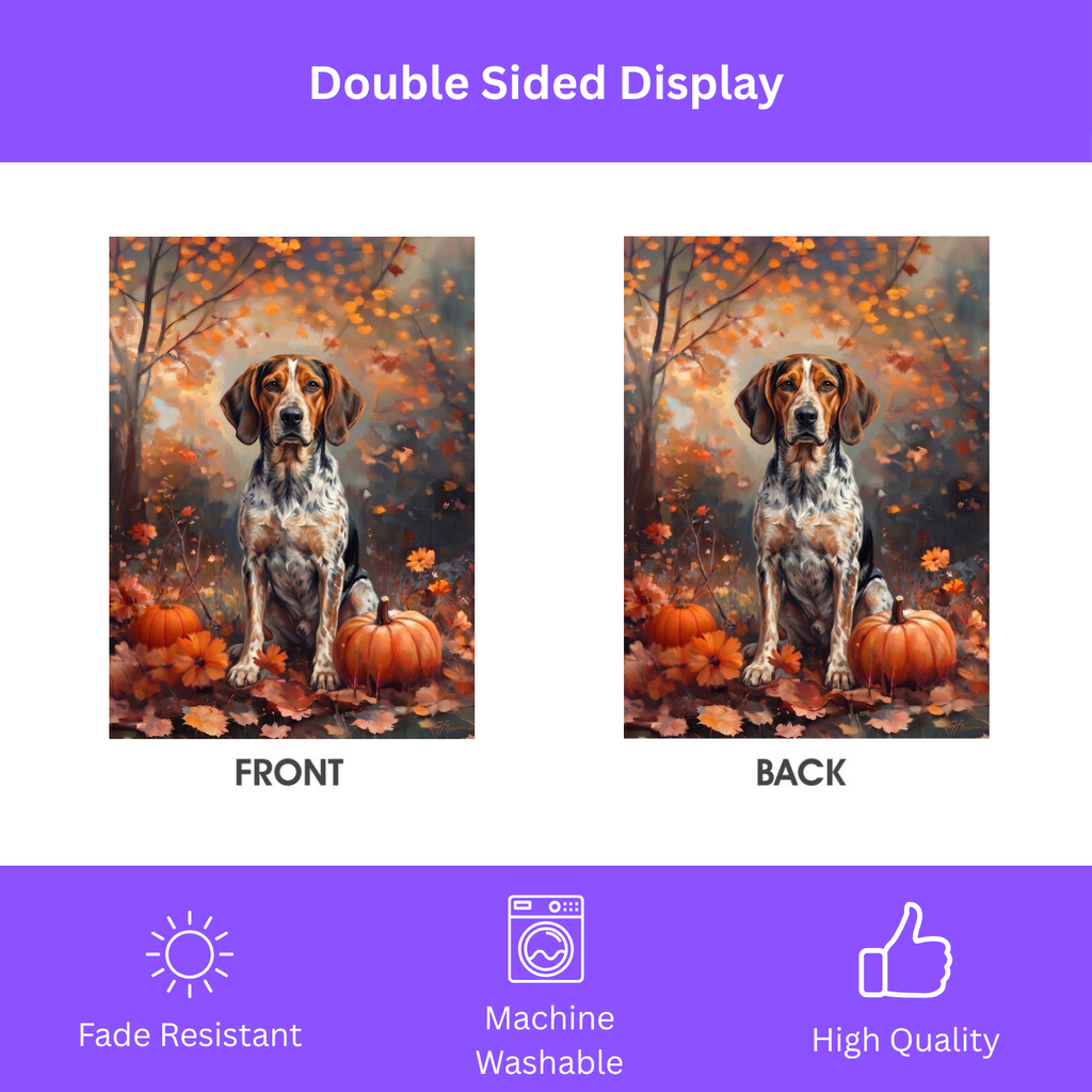 Fall American English Coonhound With Pumpkins Autumn Garden Flag