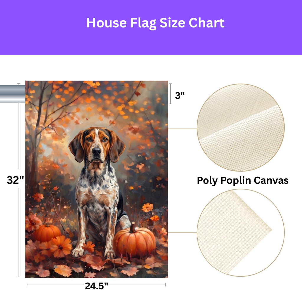 Fall American English Coonhound With Pumpkins Autumn Garden Flag