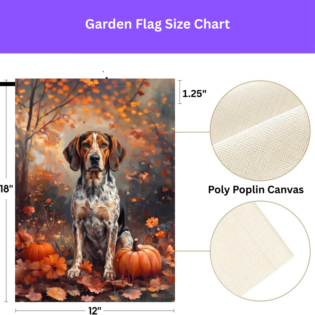 Fall American English Coonhound With Pumpkins Autumn Garden Flag