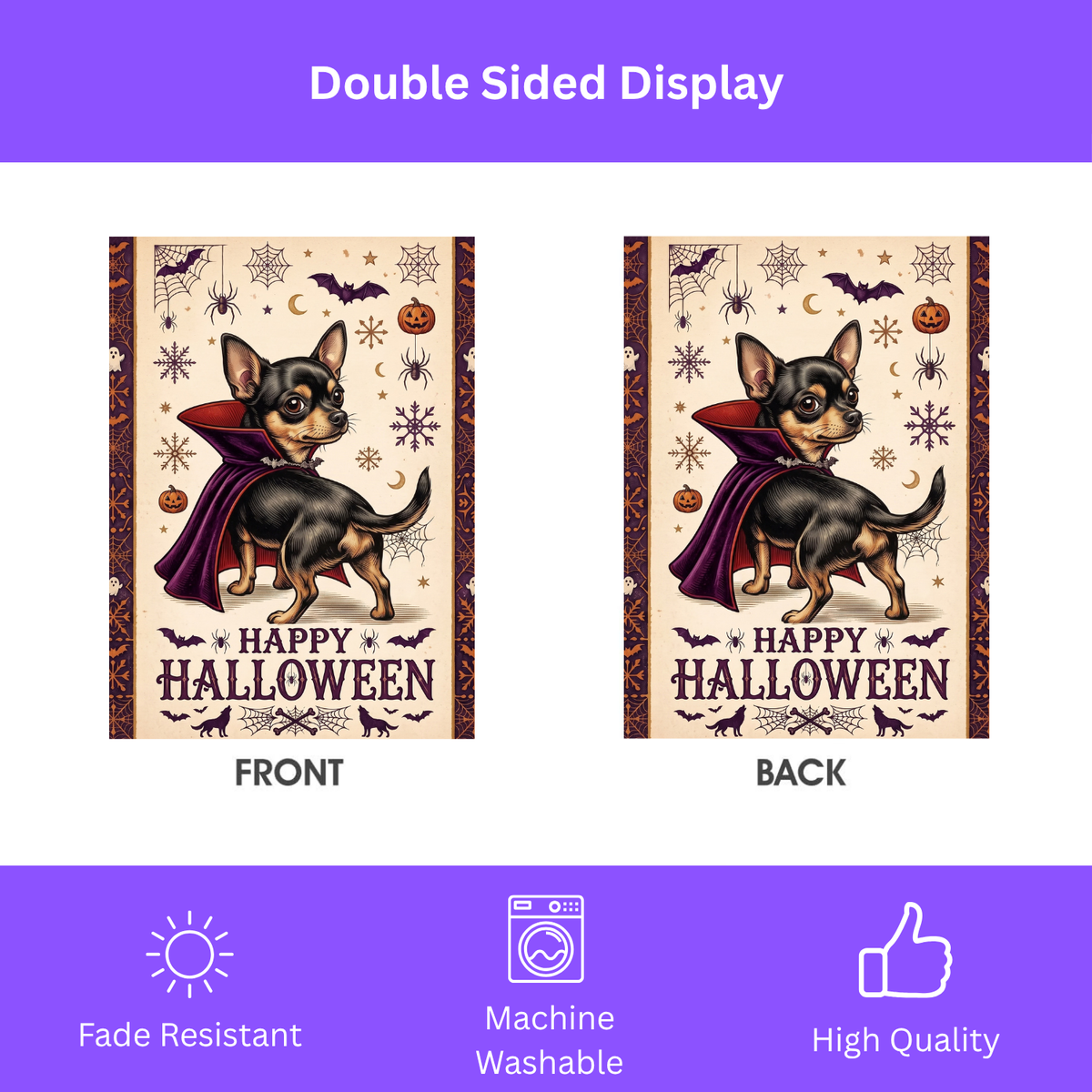 Happy Halloween Vampire Short Hair Chihuahua Garden Flag