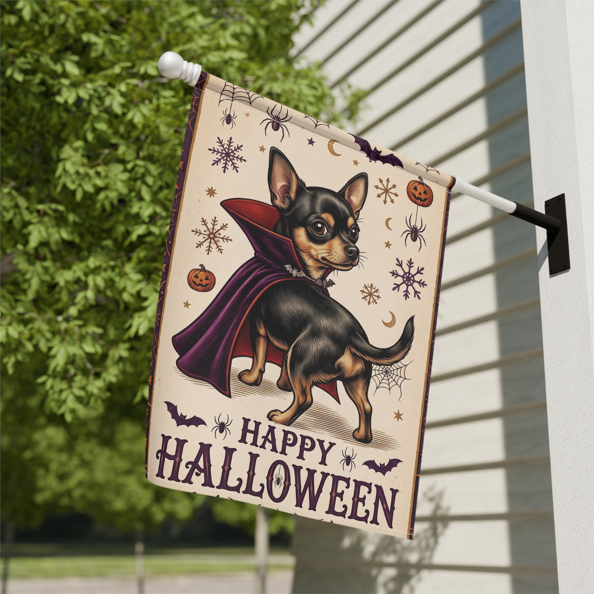 Happy Halloween Vampire Short Hair Chihuahua Garden Flag
