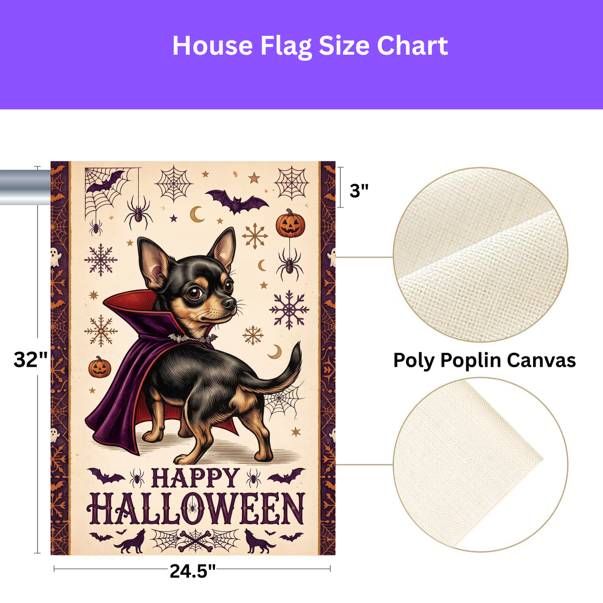 Happy Halloween Vampire Short Hair Chihuahua Garden Flag