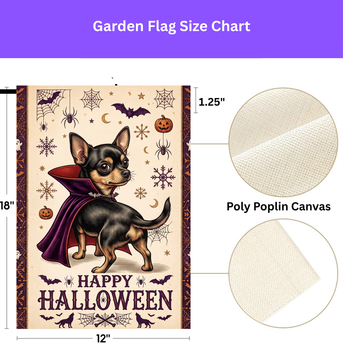 Happy Halloween Vampire Short Hair Chihuahua Garden Flag