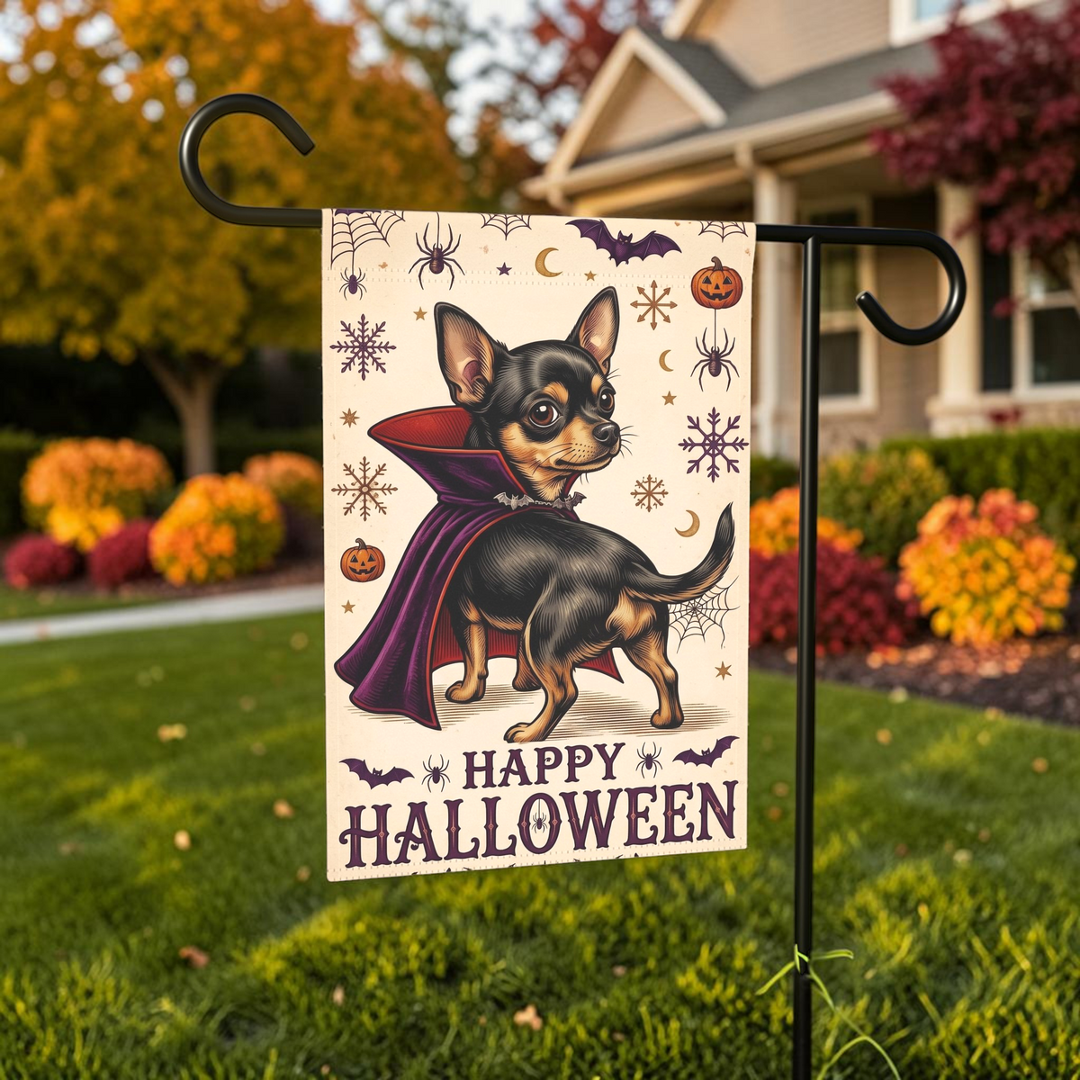 Happy Halloween Vampire Short Hair Chihuahua Garden Flag