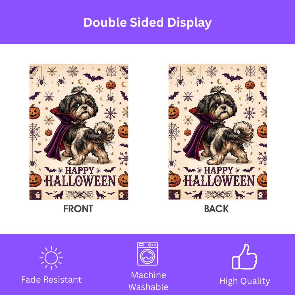 Happy Halloween Vampire Shih Tzu Garden Flag
