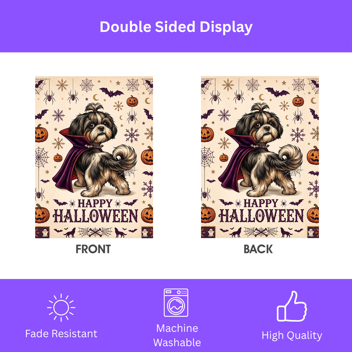 Happy Halloween Vampire Shih Tzu Garden Flag
