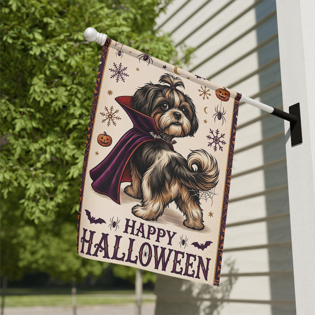 Happy Halloween Vampire Shih Tzu Garden Flag