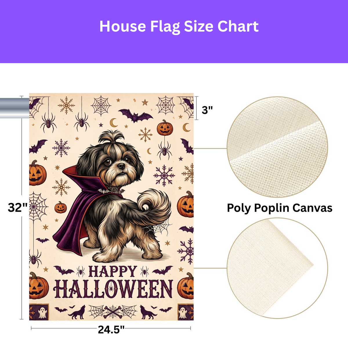 Happy Halloween Vampire Shih Tzu Garden Flag