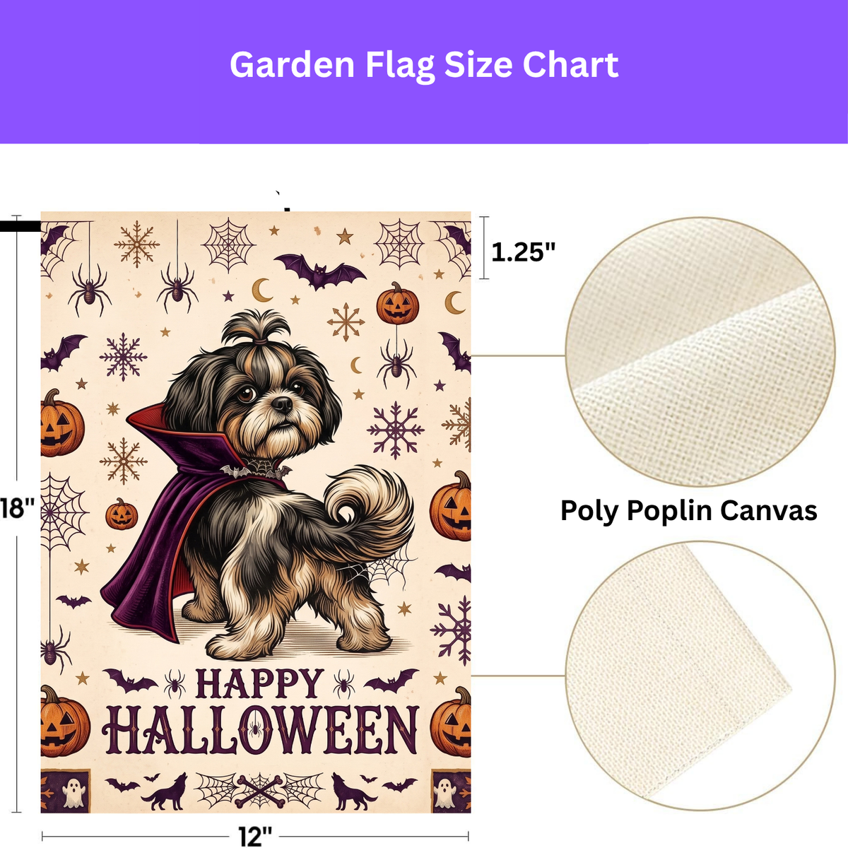 Happy Halloween Vampire Shih Tzu Garden Flag