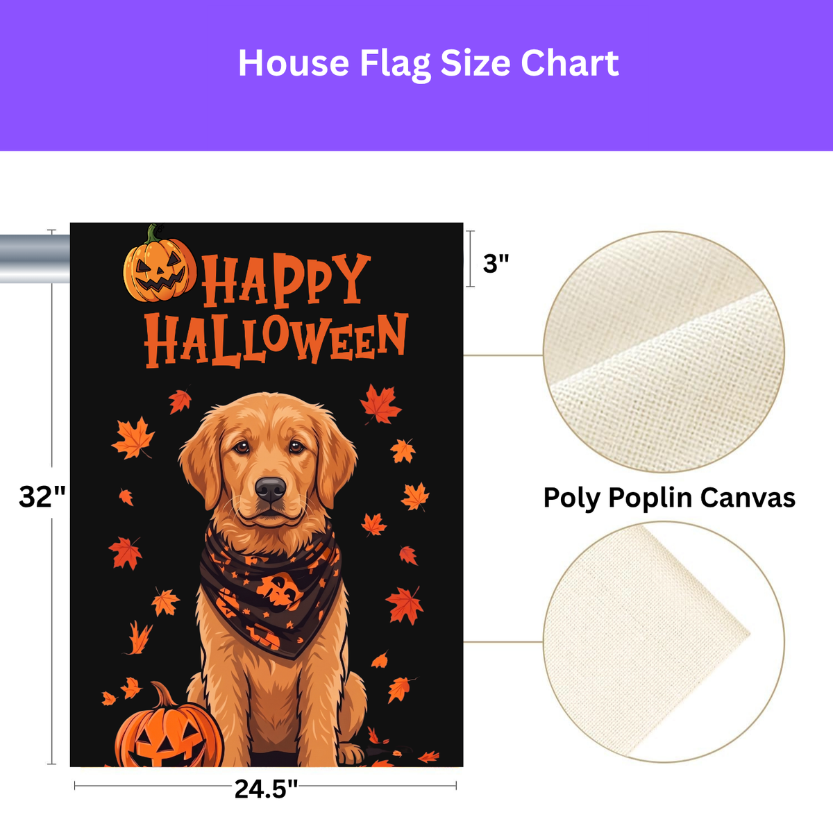 Little Pumpkin And Golden Retriever Puppy Happy Halloween Garden Flag