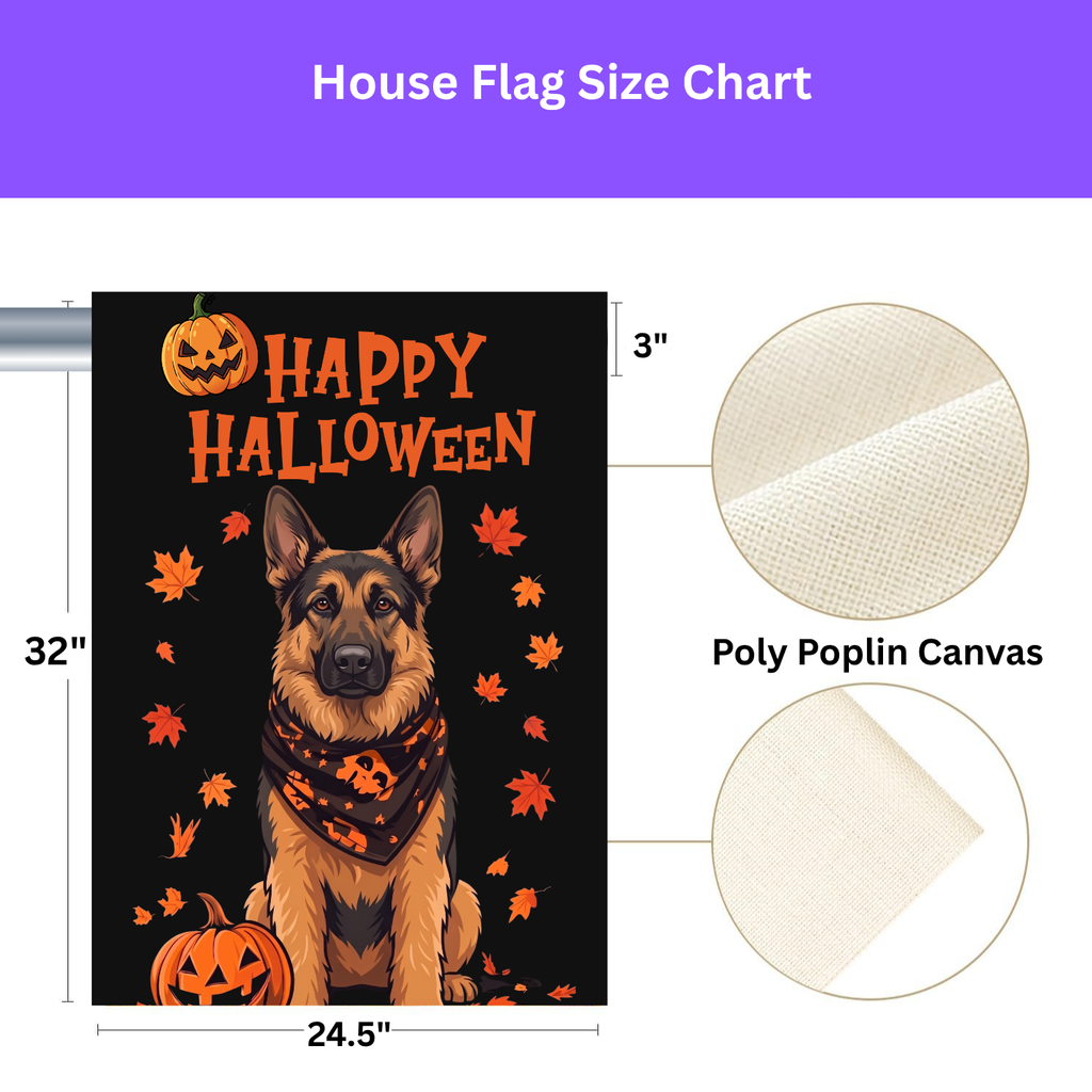 Little Pumpkin And German Shepherd Happy Halloween Garden Flag