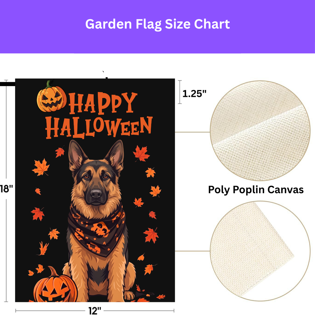 Little Pumpkin And German Shepherd Happy Halloween Garden Flag