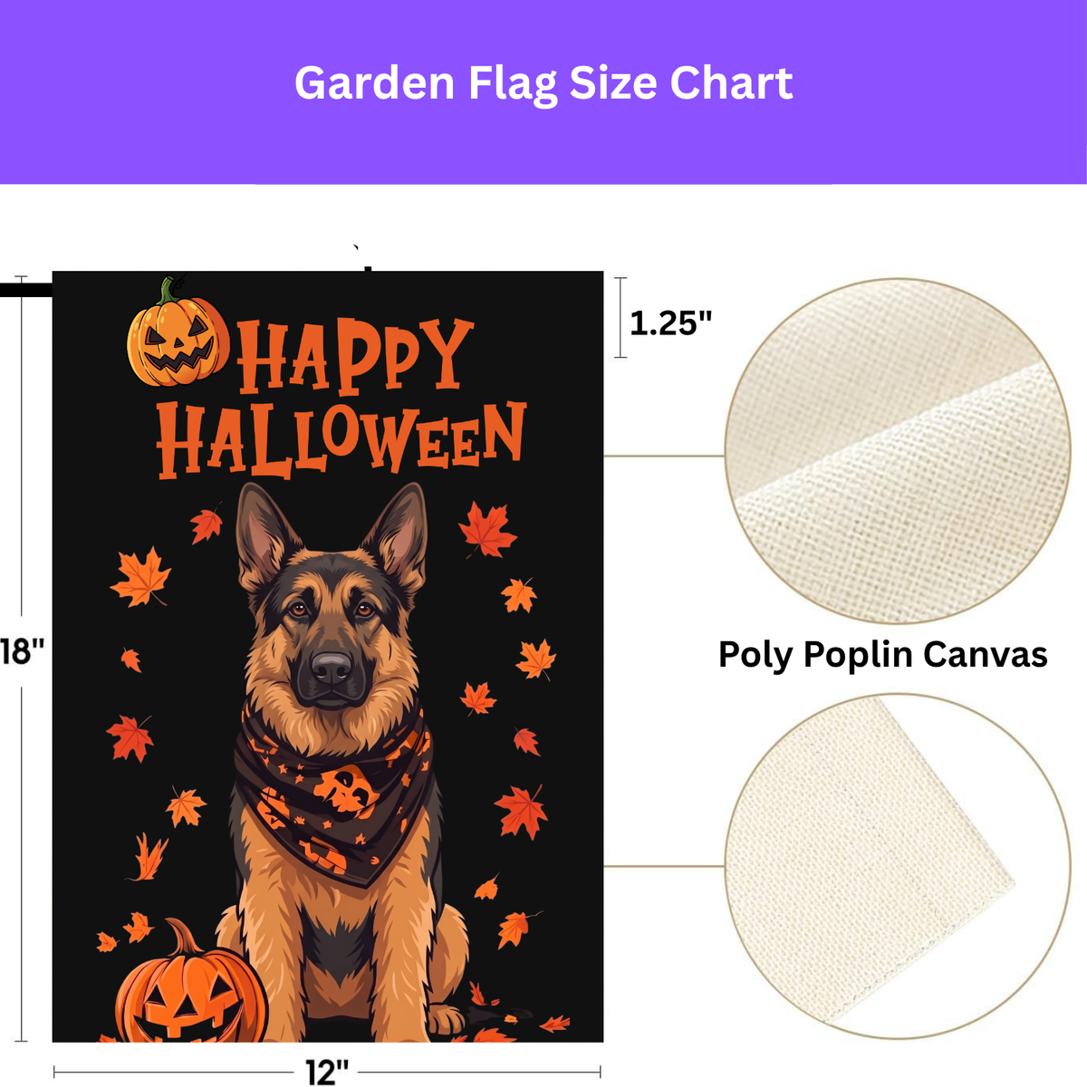Little Pumpkin And German Shepherd Happy Halloween Garden Flag