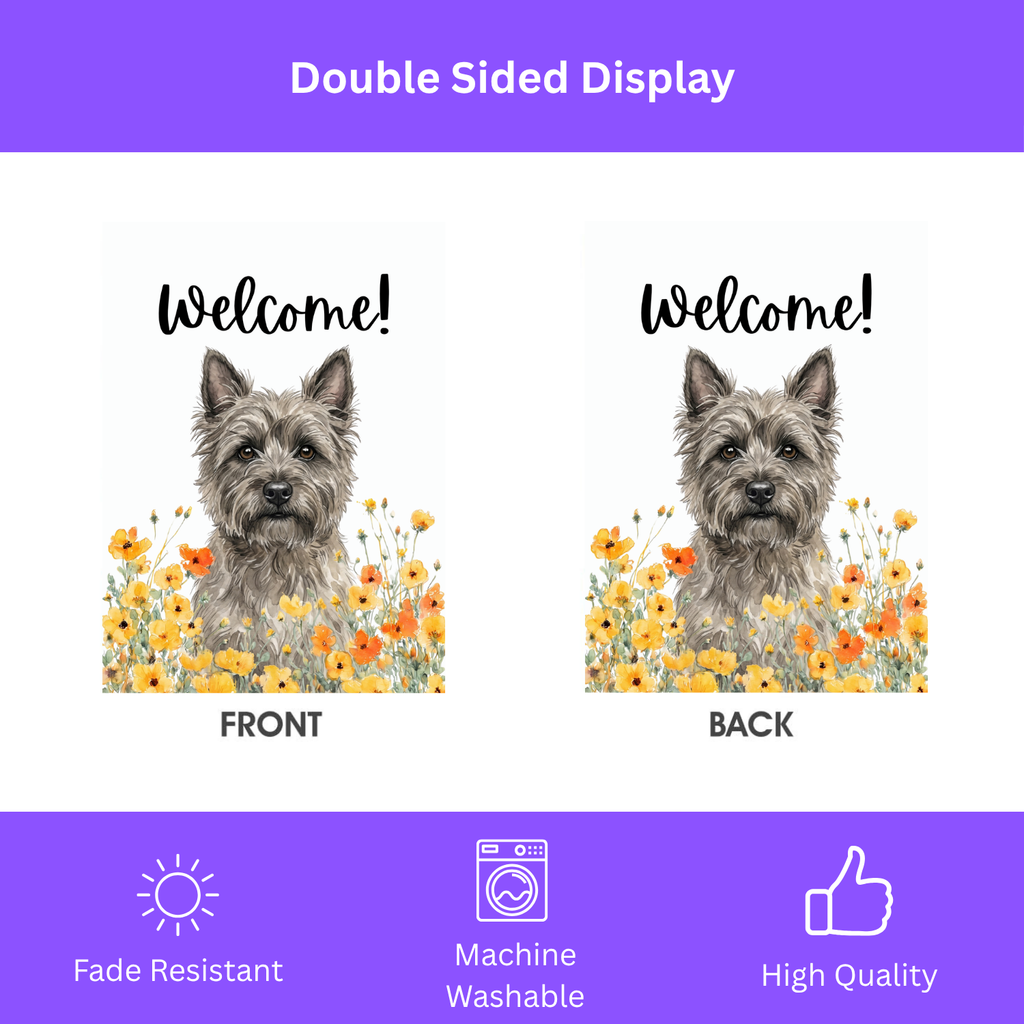Yellow Poppies Cairn Terrier Welcome Garden Flag