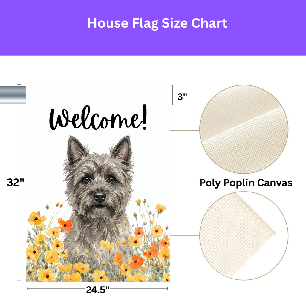 Yellow Poppies Cairn Terrier Welcome Garden Flag