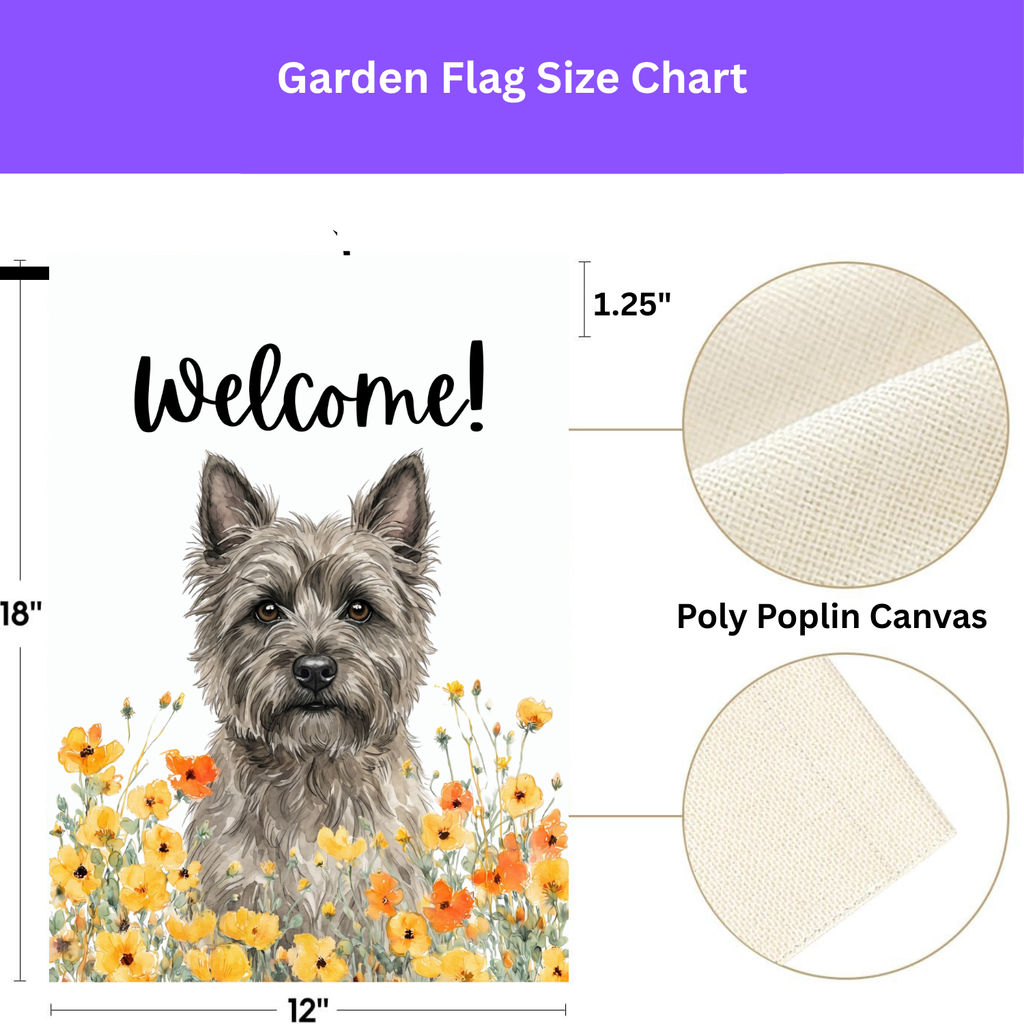 Yellow Poppies Cairn Terrier Welcome Garden Flag