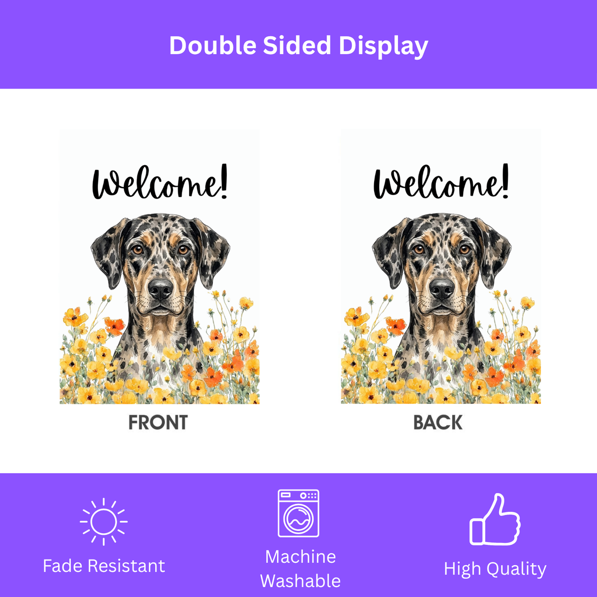 Yellow Poppies American Leopard Hound Welcome Garden Flag