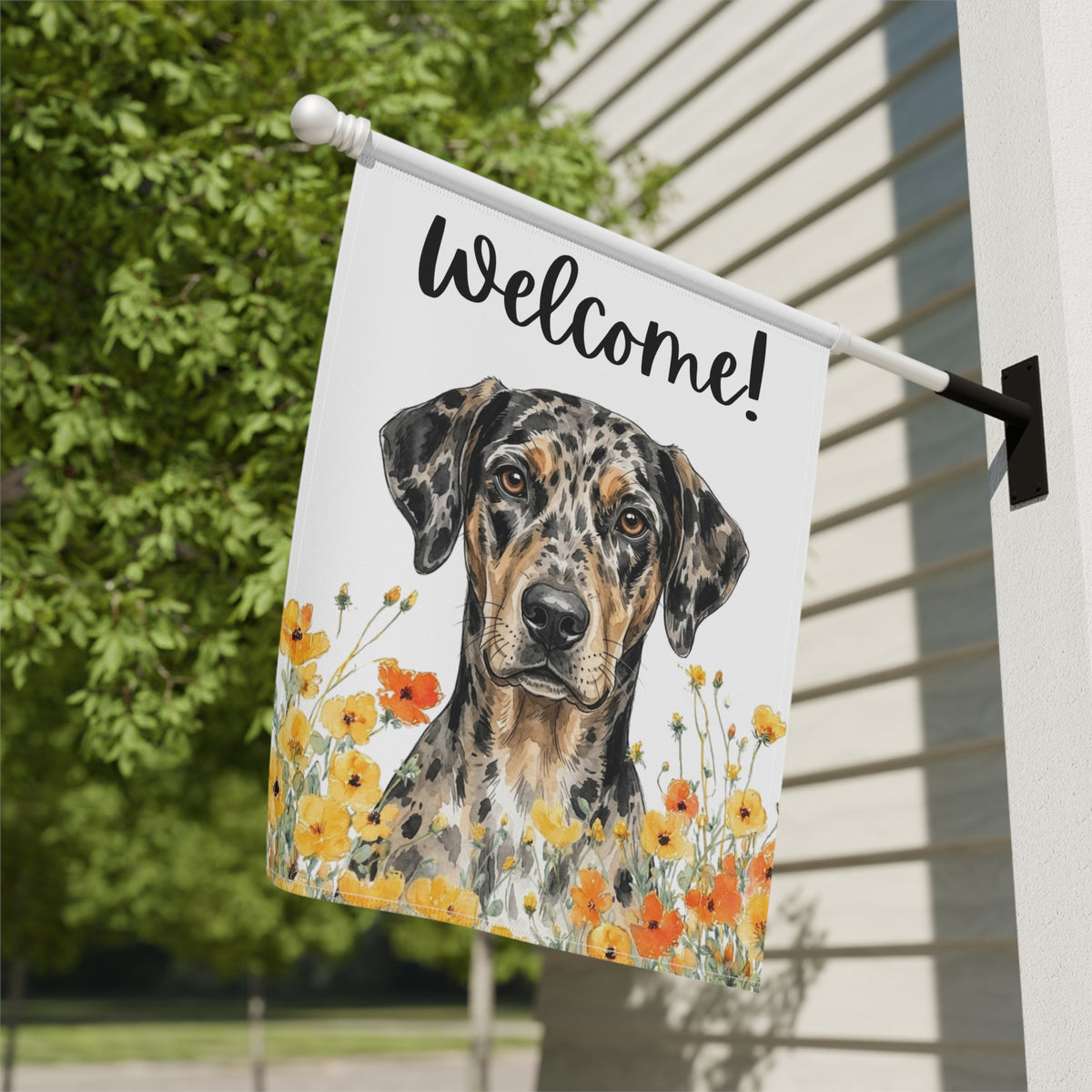 Yellow Poppies American Leopard Hound Welcome Garden Flag