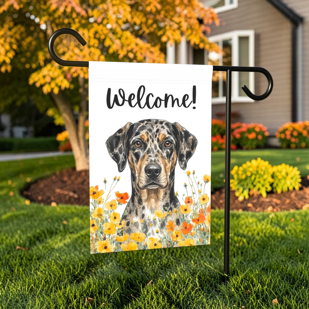 Yellow Poppies American Leopard Hound Welcome Garden Flag