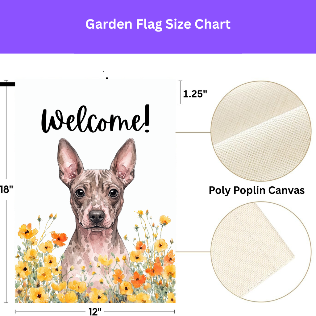 Yellow Poppies American Hairless Terrier Welcome Garden Flag