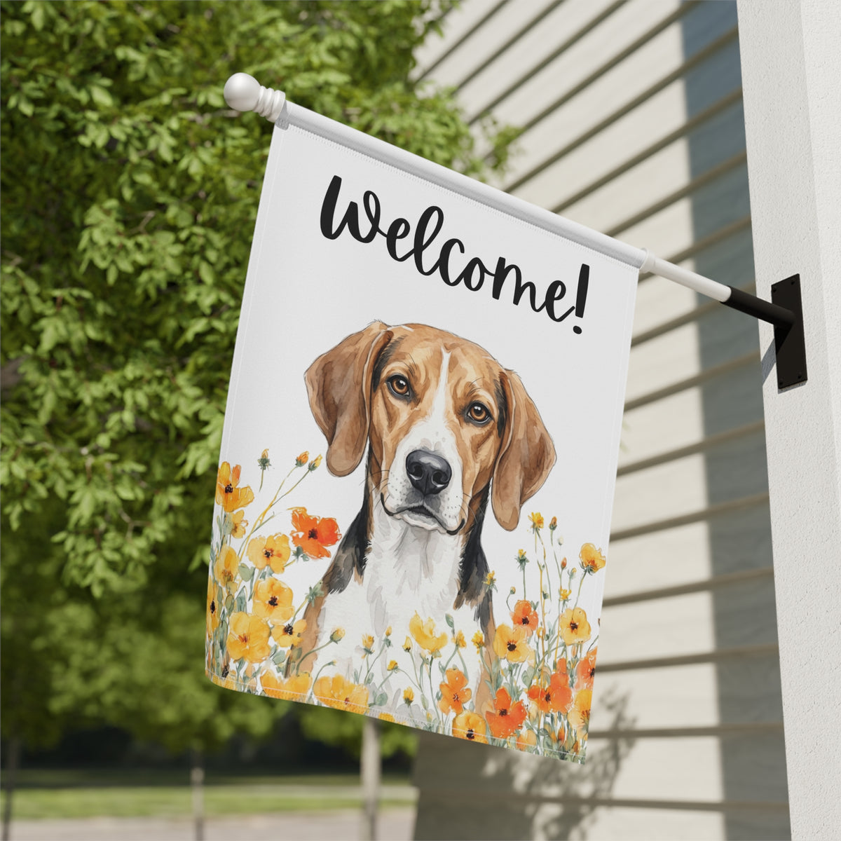 Yellow Poppies American Foxhound Welcome Garden Flag