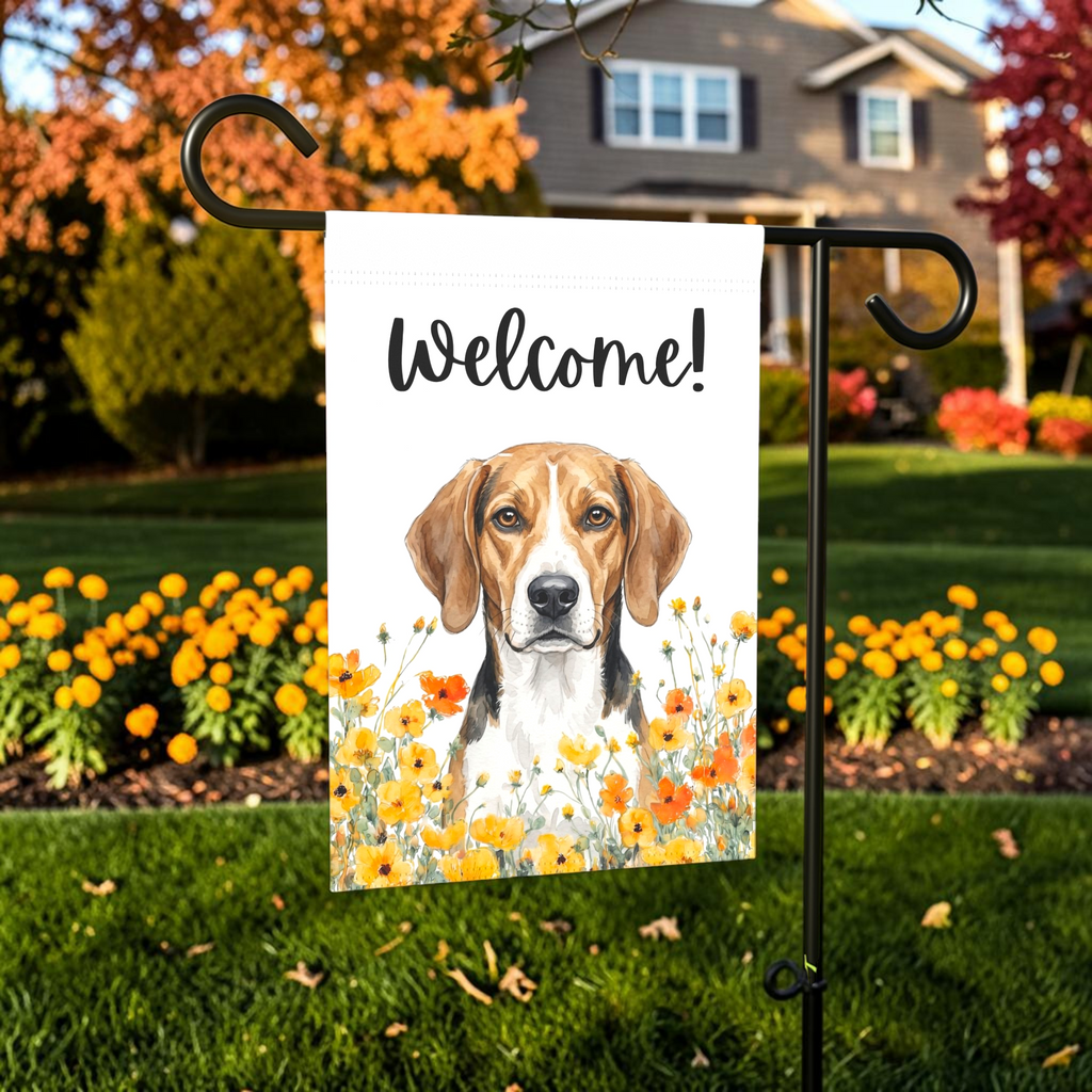 Yellow Poppies American Foxhound Welcome Garden Flag