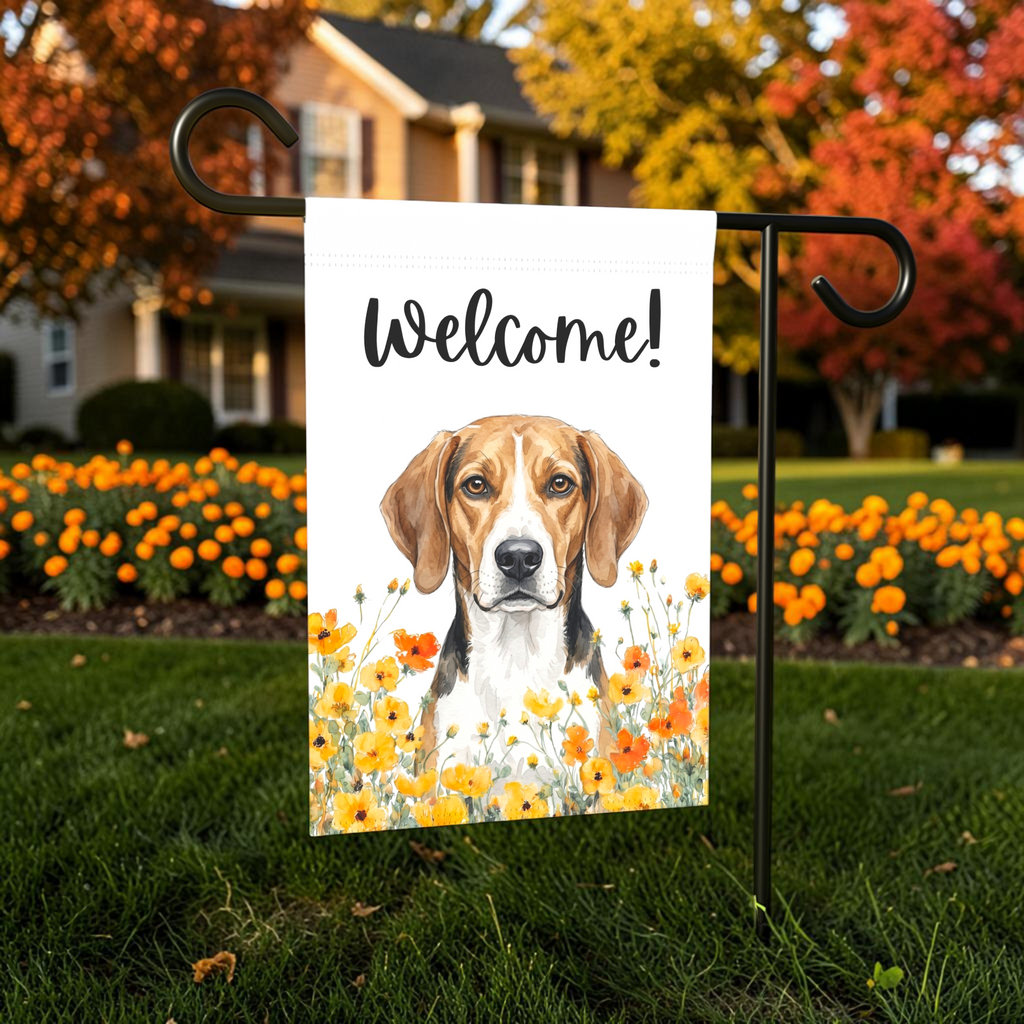 Yellow Poppies American Foxhound Welcome Garden Flag