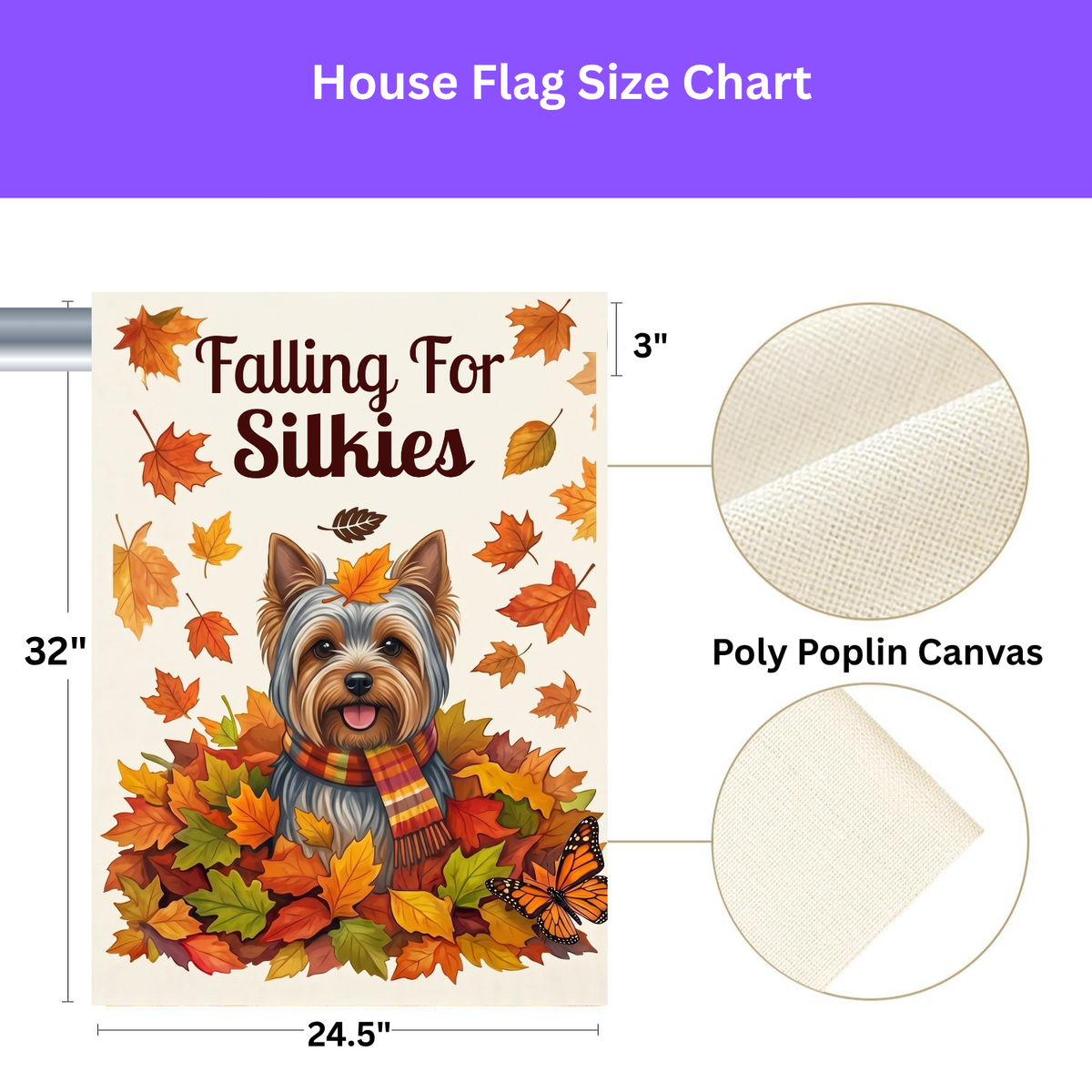 Falling For Silkies Silky Terrier Autumn Garden Flag