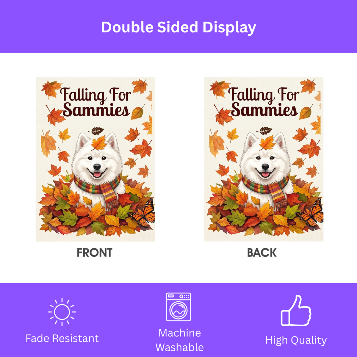 Falling For Sammies Samoyed Autumn Garden Flag