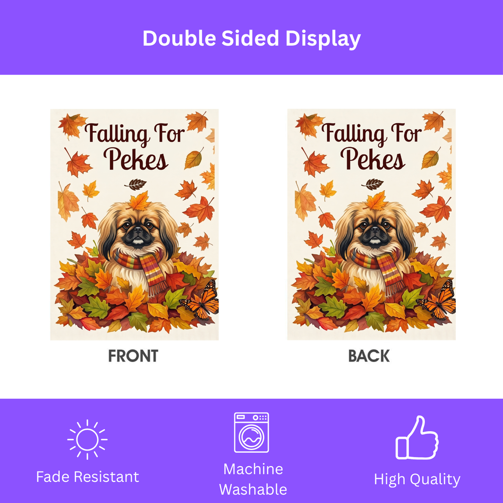 Falling For Pekes Pekingese Autumn Garden Flag
