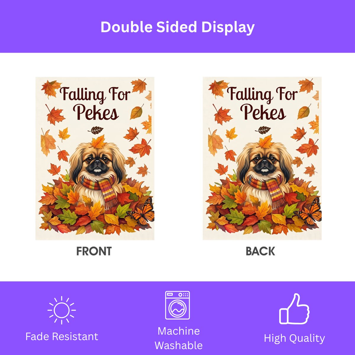 Falling For Pekes Pekingese Autumn Garden Flag