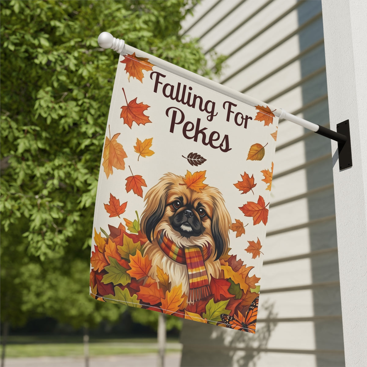 Falling For Pekes Pekingese Autumn Garden Flag