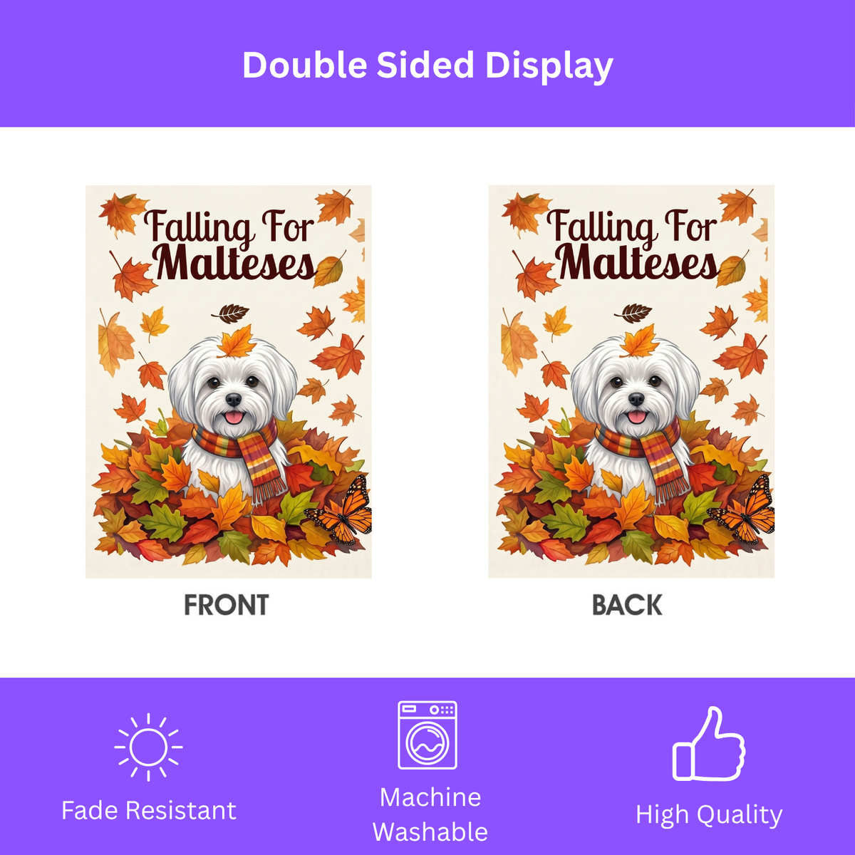 Falling For Malteses Autumn Garden Flag