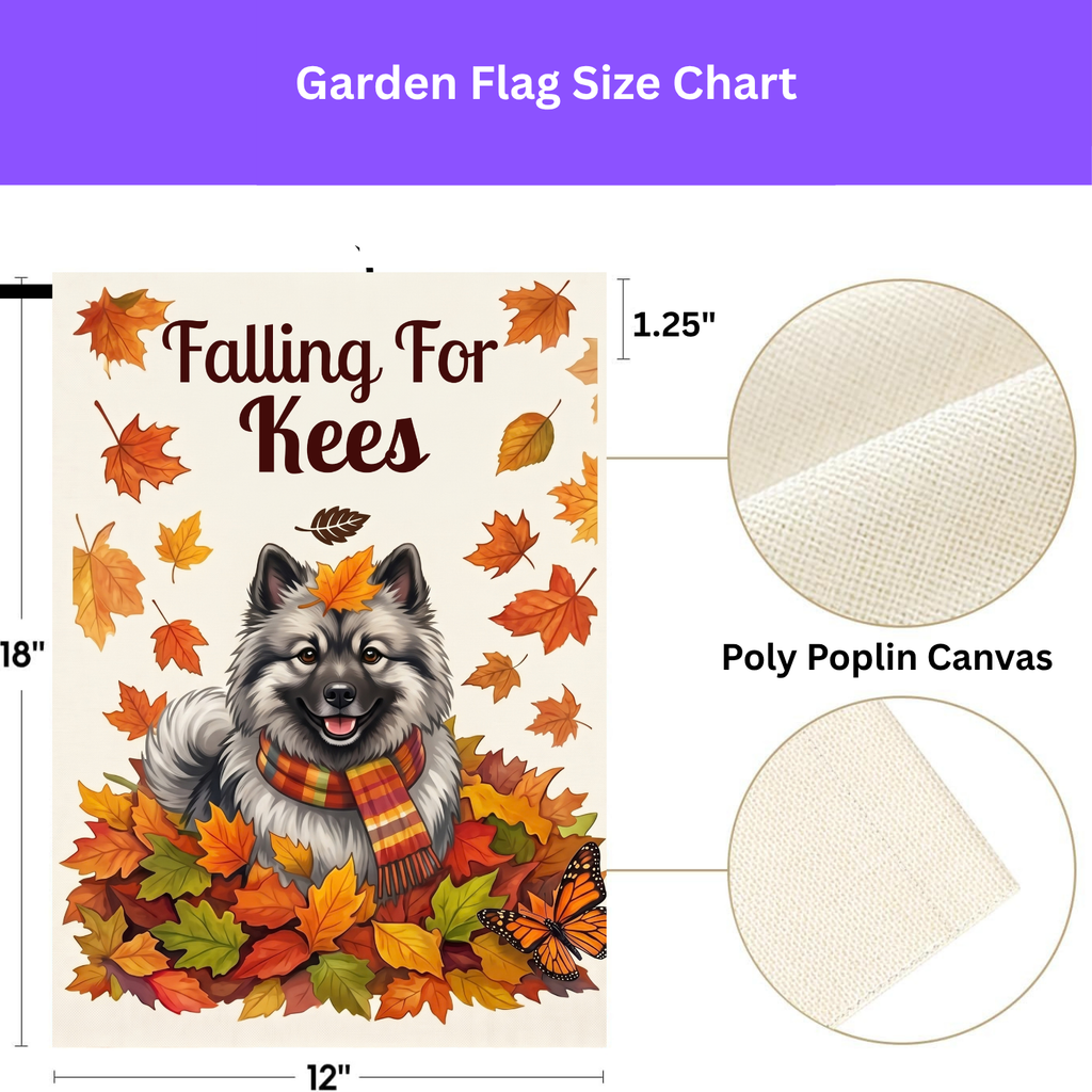 Falling For Kees Keeshond Autumn Garden Flag