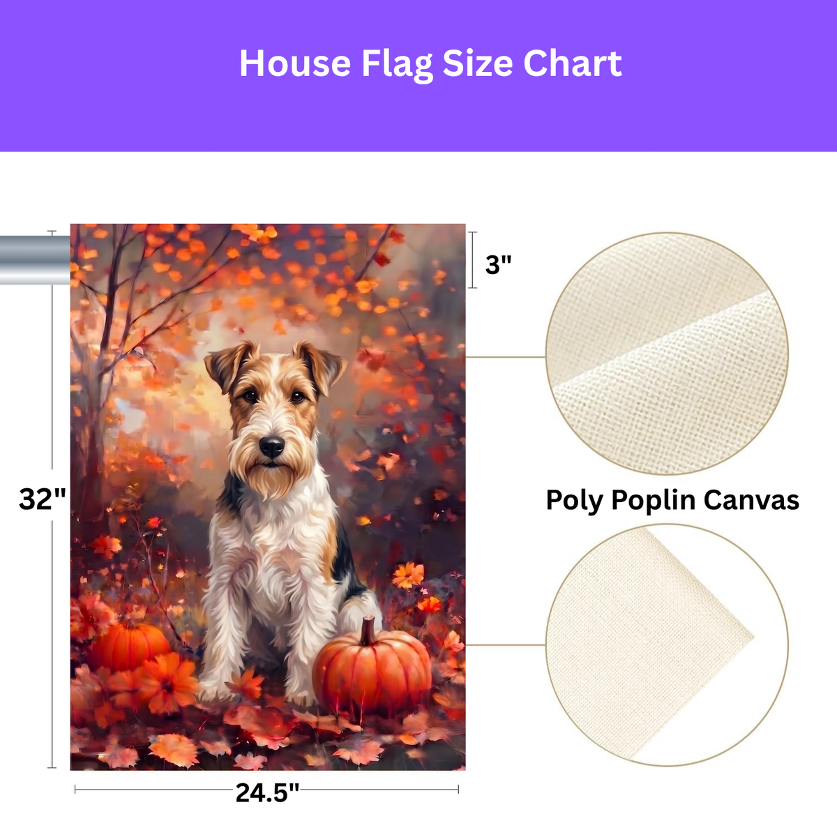 Fall Wire Fox Terrier With Pumpkins Autumn Garden Flag